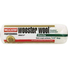 Wooster Brush - 1/2" Nap, 9" Wide Paint Roller - Semi-Rough Texture, Lambswool - Exact Industrial Supply