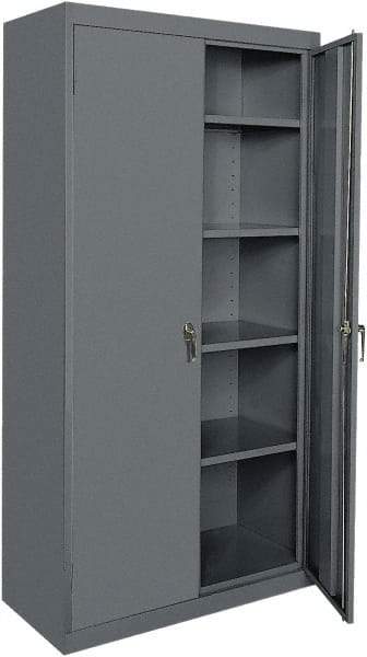 Sandusky Lee - 5 Shelf Locking Storage Cabinet - Steel, 36" Wide x 24" Deep x 78" High, Charcoal Gray - Exact Industrial Supply