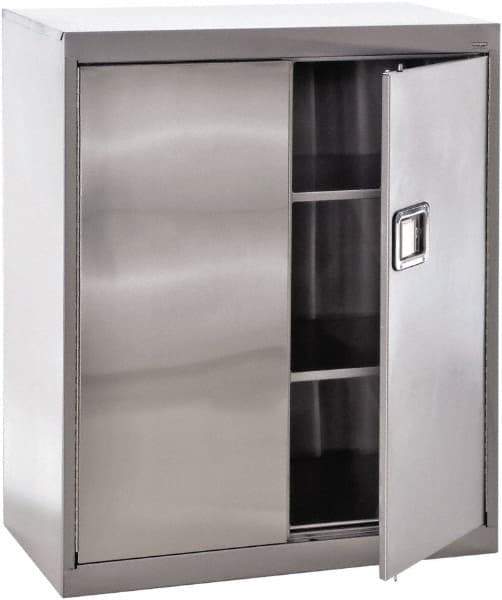 Sandusky Lee - 3 Shelf Locking Storage Cabinet - Stainless Steel, 36" Wide x 18" Deep x 42" High - Exact Industrial Supply