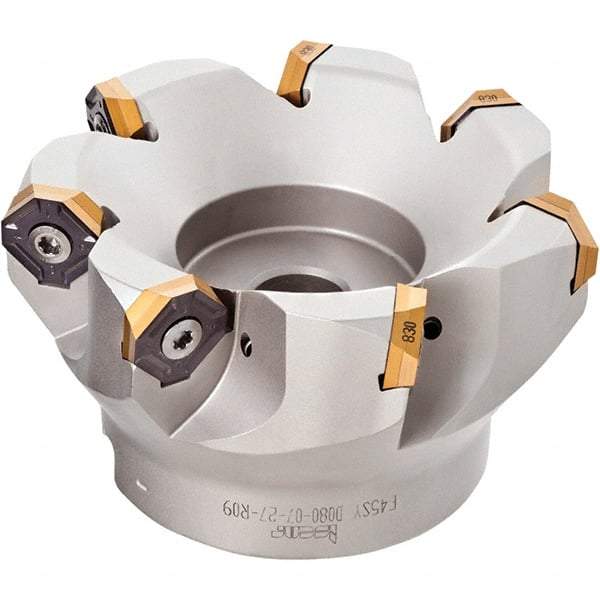 Iscar - 2.87" Cut Diam, 1" Arbor Hole, 0.18" Max Depth of Cut, 50° Indexable Chamfer & Angle Face Mill - 7 Inserts, IQ845 SYHU 07.. Insert, Right Hand Cut, Through Coolant, Series DoveIQMill - Exact Industrial Supply