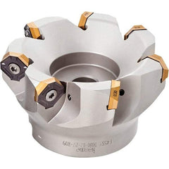 Iscar - 5.37" Cut Diam, 1-1/2" Arbor Hole, 0.18" Max Depth of Cut, 50° Indexable Chamfer & Angle Face Mill - 12 Inserts, IQ845 SYHU 07.. Insert, Right Hand Cut, Through Coolant, Series DoveIQMill - Exact Industrial Supply