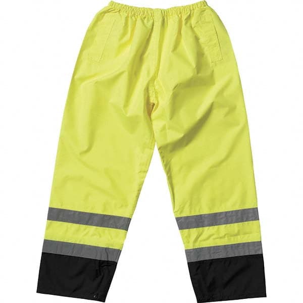Size 4XL Hi-Viz Yellow Polyester Hi-Visibility Pants 2 Pockets, Elastic Closure, Haz Prot Lvl ANSI 107 Class E