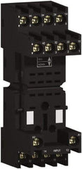 Schneider Electric - 250 Volt, 10 Amp, Flat Relay Socket - DIN Rail Mount, Panel Mount, IP20, Box Lug Mixed Terminal - Exact Industrial Supply