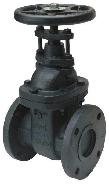 Legend Valve - 3" Pipe, Class 125, Flanged Cast Iron Solid Wedge Stem Gate Valve - 200 WOG, 125 WSP, Bolted Bonnet - Exact Industrial Supply