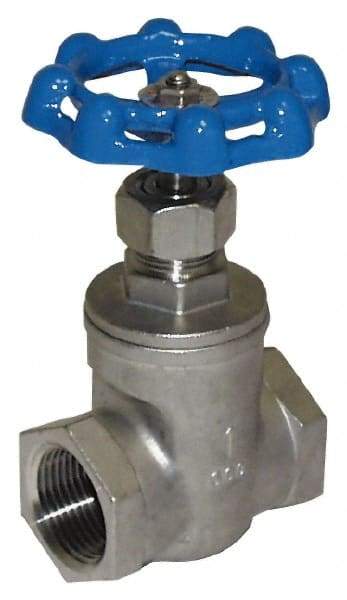 Legend Valve - 1-1/4" Pipe, Threaded Stainless Steel Solid Wedge Stem Gate Valve - 600 WOG, 125 WSP - Exact Industrial Supply