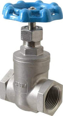 Legend Valve - 1" Pipe, Threaded Stainless Steel Solid Wedge Stem Gate Valve - 600 WOG, 125 WSP - Exact Industrial Supply