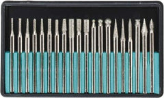 Value Collection - 20 Piece Diamond Abrasive Grinding Pin Set - Includes 1-3/4" Diam Long x 1/8" Diam Shank - Exact Industrial Supply