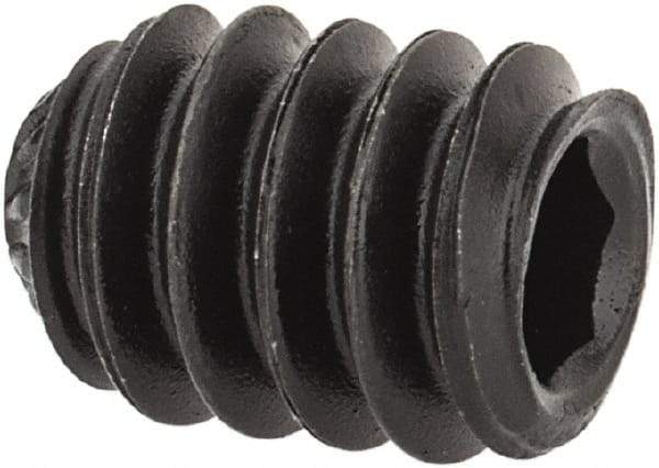 Value Collection - #10-24 UNC, 1/4" OAL, Knurled Cup Point Set Screw - Grade 8 Alloy Steel, 3/32" Key - Exact Industrial Supply