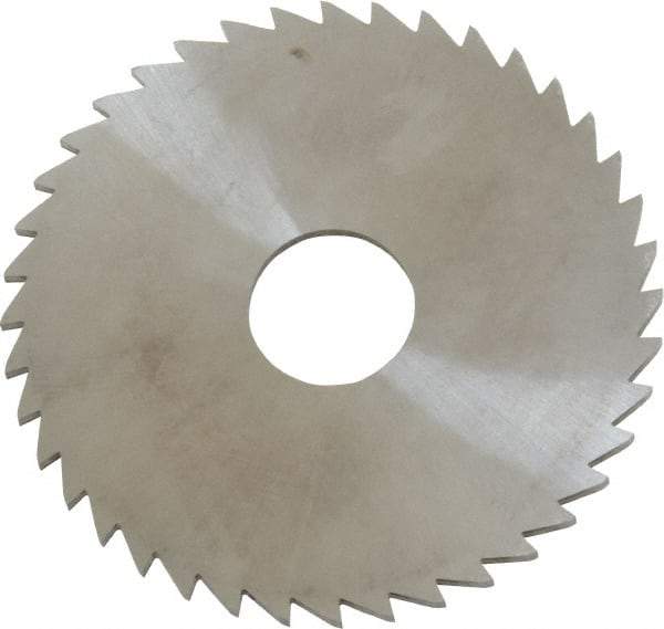 Made in USA - 2" Diam x 1/16" Blade Thickness x 1/2" Arbor Hole Diam, 40 Tooth Slitting and Slotting Saw - Arbor Connection, Right Hand, Uncoated, Solid Carbide, 5° Rake, Concave Ground - Exact Industrial Supply