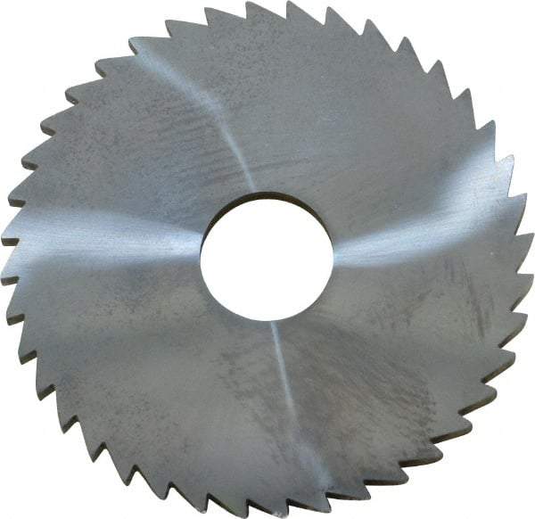 Made in USA - 2" Diam x 1/8" Blade Thickness x 1/2" Arbor Hole Diam, 40 Tooth Slitting and Slotting Saw - Arbor Connection, Right Hand, Uncoated, Solid Carbide, 5° Rake, Concave Ground - Exact Industrial Supply