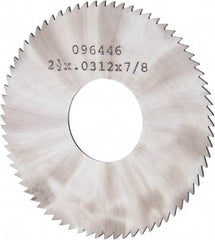 Made in USA - 2-1/2" Diam x 0.0313" Blade Thickness x 7/8" Arbor Hole Diam, 72 Tooth Slitting and Slotting Saw - Arbor Connection, Solid Carbide, Concave Ground - Exact Industrial Supply