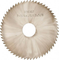 Made in USA - 2-3/4" Diam x 0.0313" Blade Thickness x 5/8" Arbor Hole Diam, 60 Tooth Slitting and Slotting Saw - Arbor Connection, Solid Carbide, Concave Ground - Exact Industrial Supply