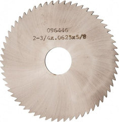 Made in USA - 2-3/4" Diam x 1/16" Blade Thickness x 5/8" Arbor Hole Diam, 60 Tooth Slitting and Slotting Saw - Arbor Connection, Solid Carbide, Concave Ground - Exact Industrial Supply