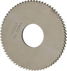 Made in USA - 3" Diam x 1/8" Blade Thickness x 1" Arbor Hole Diam, 72 Tooth Slitting and Slotting Saw - Arbor Connection, Right Hand, Uncoated, Solid Carbide, 5° Rake, Concave Ground - Exact Industrial Supply