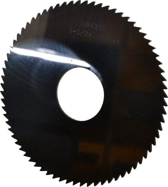 Made in USA - 3-1/2" Diam x 1/16" Blade Thickness x 1" Arbor Hole Diam, 72 Tooth Slitting and Slotting Saw - Arbor Connection, Solid Carbide, Concave Ground - Exact Industrial Supply