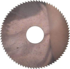 Made in USA - 4" Diam x 1/16" Blade Thickness x 1" Arbor Hole Diam, 80 Tooth Slitting and Slotting Saw - Arbor Connection, Right Hand, Uncoated, Solid Carbide, 5° Rake, Concave Ground - Exact Industrial Supply