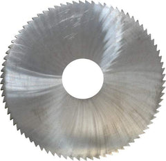 Made in USA - 4" Diam x 0.0938" Blade Thickness x 1" Arbor Hole Diam, 80 Tooth Slitting and Slotting Saw - Arbor Connection, Right Hand, Uncoated, Solid Carbide, 5° Rake, Concave Ground - Exact Industrial Supply