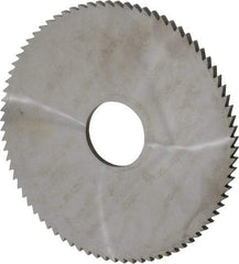 Made in USA - 4" Diam x 1/8" Blade Thickness x 1" Arbor Hole Diam, 80 Tooth Slitting and Slotting Saw - Arbor Connection, Right Hand, Uncoated, Solid Carbide, 5° Rake, Concave Ground - Exact Industrial Supply