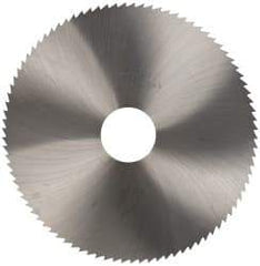 Made in USA - 5" Diam x 1/16" Blade Thickness x 1" Arbor Hole Diam, 100 Tooth Slitting and Slotting Saw - Arbor Connection, Right Hand, Uncoated, Solid Carbide, 5° Rake, Concave Ground - Exact Industrial Supply