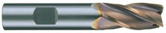Corner Chamfer End Mill: 0.5″ Dia, 1″ LOC, 4 Flute, 0.006 to 0.009″ Chamfer Width, Solid Carbide 3″ OAL, 1/2″ Shank Dia, 30 ° Helix, AlTiN Coated, Centercutting