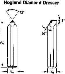 Made in USA - 0.025" Single Point Diamond Dresser - 1-1/2" Long x 5/16" Shank Diam, 72° Included Angle - Exact Industrial Supply