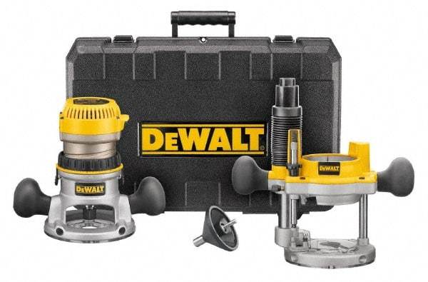 DeWALT - 1.75 hp, 24,500 RPM, Fixed Plunge Combination Router Kit - 11 Amps, 1/4 and 1/2 Inch Collet - Exact Industrial Supply