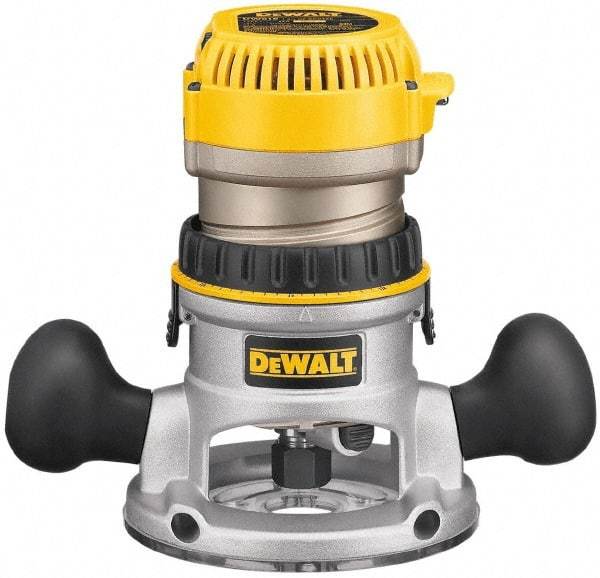 DeWALT - 8,000 to 24,000 RPM, 2.25 HP, 12 Amp, Fixed Base Electric Router - 1/4 and 1/2 Inch Collet - Exact Industrial Supply