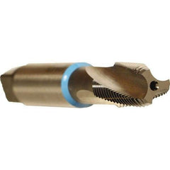 Emuge - 1/8-27 NPT, 15° Helix, 3 Flutes, Modified Bottoming Chamfer, Bright Finish, Cobalt, Spiral Flute Pipe Tap - Right Hand Flute, 7/16" Shank Diam, 3/4" Thread Length, 0.328" Square Size, Series KEG - Exact Industrial Supply