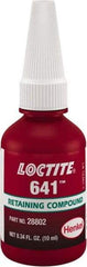 Loctite - 10 mL, Yellow, Low Strength Liquid Retaining Compound - Series 641, 24 hr Full Cure Time - Exact Industrial Supply