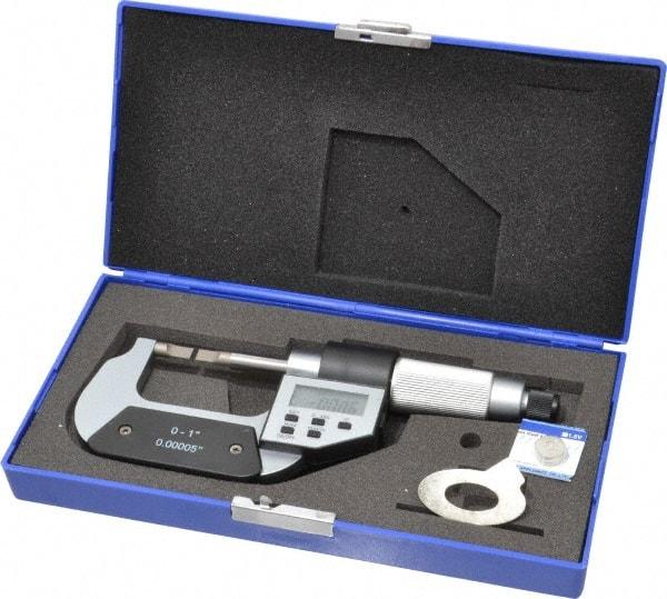 Value Collection - 0" to 1" Electronic Chrome (Frame) Coated Blade Micrometer - 0.75mm Blade Thickness, Friction Thimble - Exact Industrial Supply
