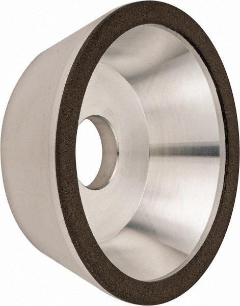 Made in USA - 5" Diam, 1-1/4" Hole Size, 1-3/4" Overall Thickness, 100 Grit, Type 11 Tool & Cutter Grinding Wheel - Fine Grade, Diamond - Exact Industrial Supply