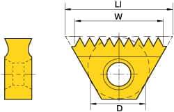 Kennametal - 14 TPI, Internal/External Thread, Whitworth Standard, STN KC610M Grade Thread Mill Insert - Carbide, TiN/TiCN/TiN Coating - Exact Industrial Supply