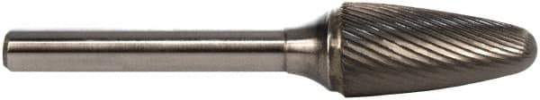 M.A. Ford - 3/4" Cut Diam, 1/4" Shank Diam, Tree with Radius Head Double Cut Burr - Carbide, Radius End, 1-1/2" LOC, 3-1/2" OAL - Exact Industrial Supply