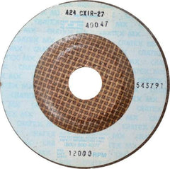 Cratex - 24 Grit, 4-1/2" Wheel Diam, 1/4" Wheel Thickness, 7/8" Arbor Hole, Type 27 Depressed Center Wheel - Aluminum Oxide, Compatible with Angle Grinder - Exact Industrial Supply