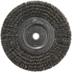 Weiler - 6" OD, 5/8" Arbor Hole, Crimped Steel Wheel Brush - 3/4" Face Width, 1-7/16" Trim Length, 0.0118" Filament Diam, 6,000 RPM - Exact Industrial Supply