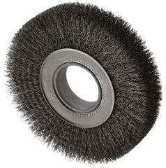Weiler - 7" OD, 2" Arbor Hole, Crimped Steel Wheel Brush - 1-1/4" Face Width, 1-5/8" Trim Length, 0.0118" Filament Diam, 6,000 RPM - Exact Industrial Supply