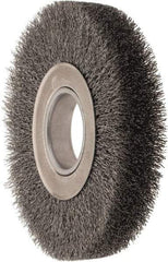 Weiler - 7" OD, 2" Arbor Hole, Crimped Steel Wheel Brush - 1-1/4" Face Width, 1-5/8" Trim Length, 0.014" Filament Diam, 6,000 RPM - Exact Industrial Supply