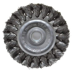 Weiler - 3" OD, 1/2" Arbor Hole, Knotted Steel Wheel Brush - 3/8" Face Width, 5/8" Trim Length, 0.0118" Filament Diam, 25,000 RPM - Exact Industrial Supply