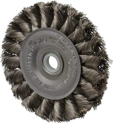 Weiler - 3" OD, 1/2" Arbor Hole, Knotted Stainless Steel Wheel Brush - 3/8" Face Width, 5/8" Trim Length, 0.0118" Filament Diam, 25,000 RPM - Exact Industrial Supply