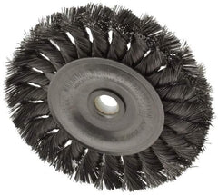 Weiler - 4" OD, 1/2" Arbor Hole, Knotted Steel Wheel Brush - 1/2" Face Width, 7/8" Trim Length, 0.0118" Filament Diam, 20,000 RPM - Exact Industrial Supply
