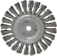 Weiler - 6" OD, 5/8" Arbor Hole, Knotted Steel Wheel Brush - 1/2" Face Width, 1-3/8" Trim Length, 0.0118" Filament Diam, 9,000 RPM - Exact Industrial Supply