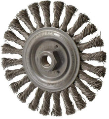 Weiler - 6" OD, 5/8-11 Arbor Hole, Knotted Stainless Steel Wheel Brush - 1/2" Face Width, 1-3/8" Trim Length, 0.023" Filament Diam, 12,500 RPM - Exact Industrial Supply