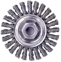 Weiler - 4" OD, 1/2-13 Arbor Hole, Knotted Stainless Steel Wheel Brush - 1/4" Face Width, 0.02" Filament Diam, 20,000 RPM - Exact Industrial Supply