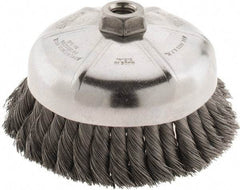 Weiler - 6" Diam, 5/8-11 Threaded Arbor, Steel Fill Cup Brush - 0.014 Wire Diam, 1-3/8" Trim Length, 6,600 Max RPM - Exact Industrial Supply