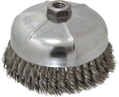 Weiler - 6" Diam, 5/8-11 Threaded Arbor, Steel Fill Cup Brush - 0.023 Wire Diam, 1-3/8" Trim Length, 6,600 Max RPM - Exact Industrial Supply