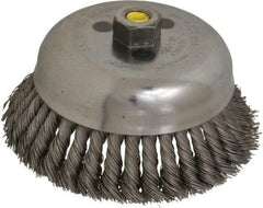 Weiler - 6" Diam, 5/8-11 Threaded Arbor, Steel Fill Cup Brush - 0.023 Wire Diam, 1-5/8" Trim Length, 6,000 Max RPM - Exact Industrial Supply