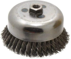 Weiler - 6" Diam, 5/8-11 Threaded Arbor, Steel Fill Cup Brush - 0.023 Wire Diam, 1-3/8" Trim Length, 6,600 Max RPM - Exact Industrial Supply