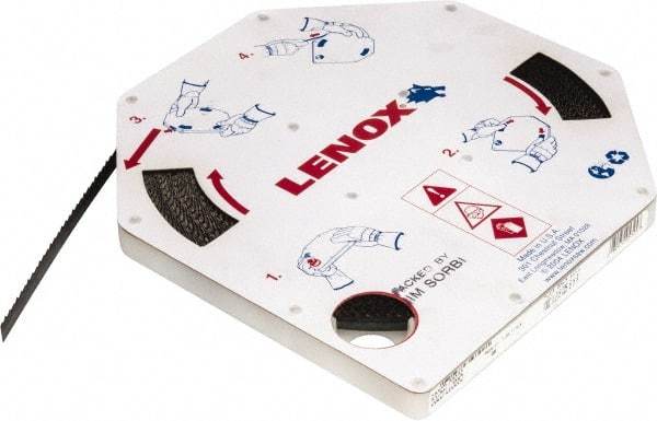 Lenox - 3/8" x 100' x 0.025" Carbon Steel Band Saw Blade Coil Stock - 6 TPI, Toothed Edge, Hook Form, Raker Set, Flexible Back, Constant Pitch, Contour Cutting - Exact Industrial Supply