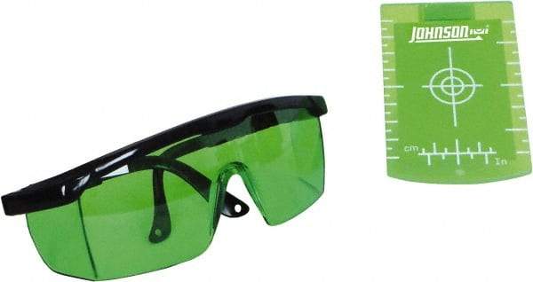 Johnson Level & Tool - Laser Level Magnetic Target and Enhancement Glasses - Use With Green Beam Lasers - Exact Industrial Supply