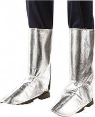 Steiner - Men's 9 Aluminized Spats - 15" High, Plain Toe, Aluminized Kevlar Upper, Silver - Exact Industrial Supply